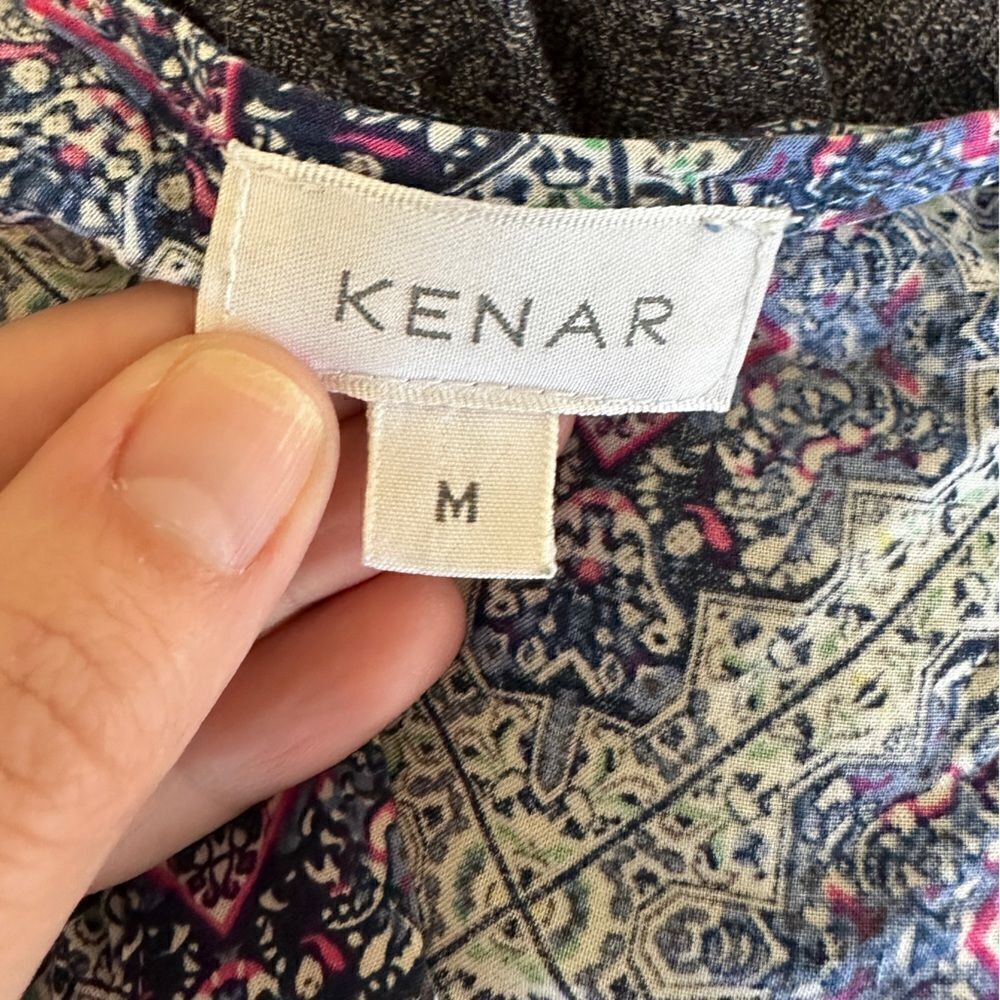 Kenar Womens Purple and Blue Tone Patterned Lightweight V-Neck M - Picture 7 of 11